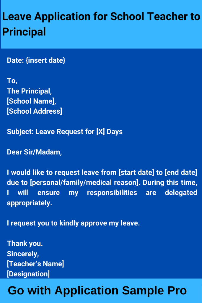 Leave Application for School Teacher to Principal