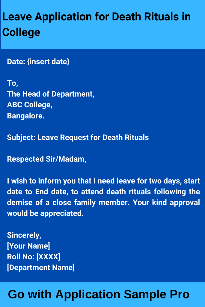 Leave Application for Death Rituals in College