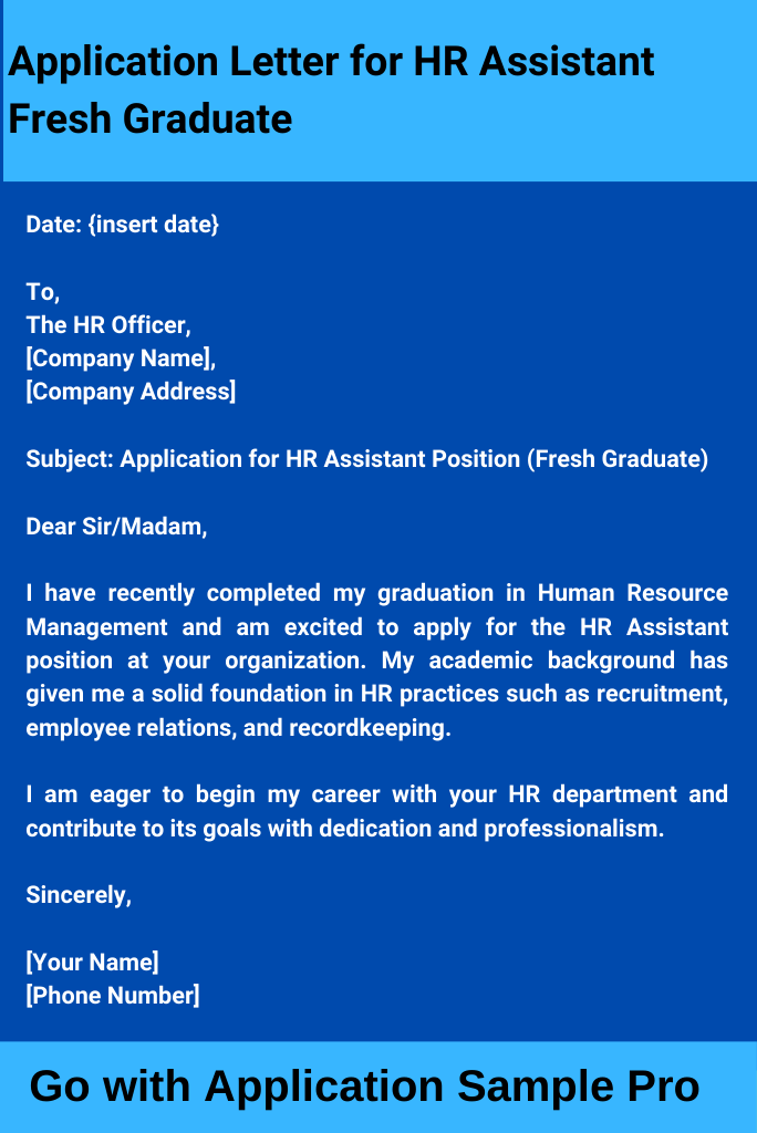 Application Letter for HR Assistant Fresh Graduate