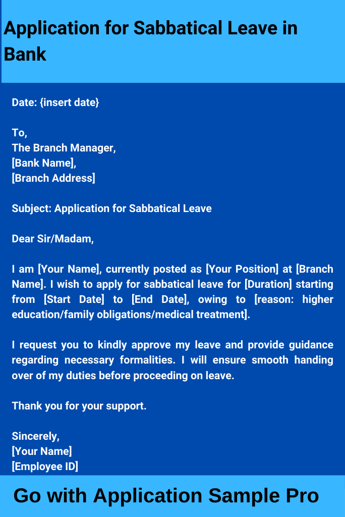 Application for Sabbatical Leave in Bank