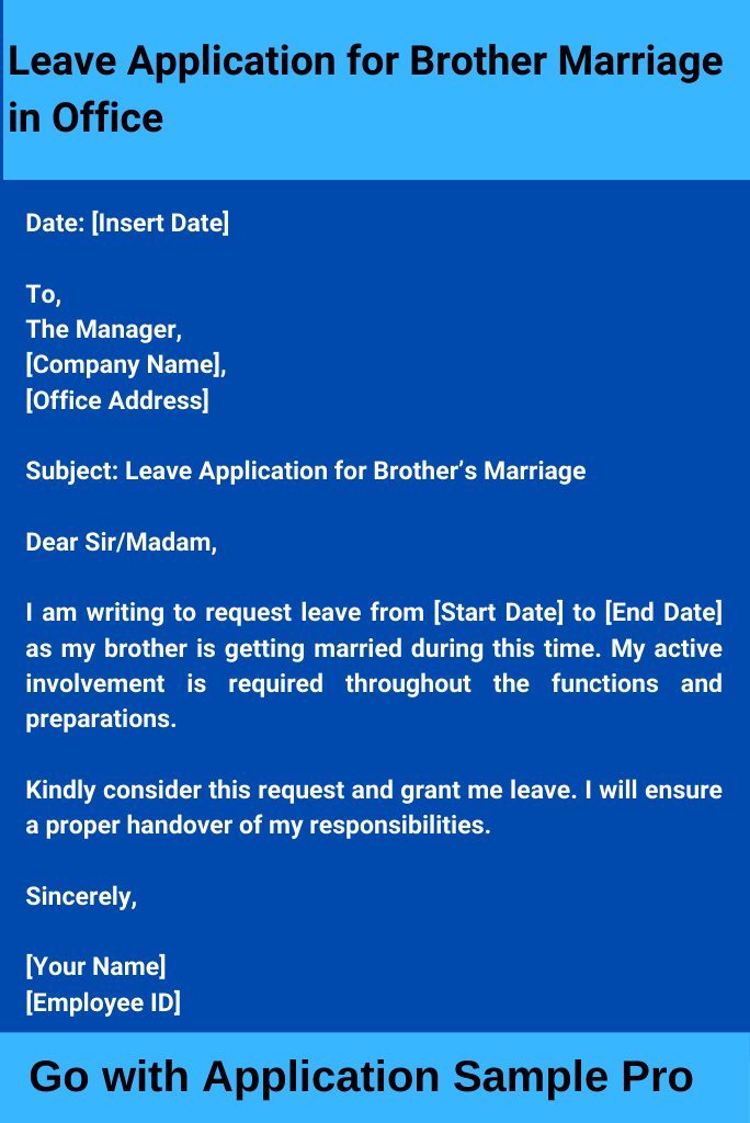 Leave Application for Brother Marriage in Office