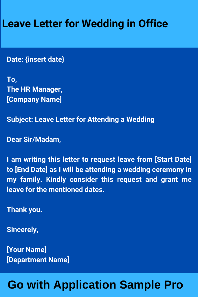 Leave Letter for Wedding in Office