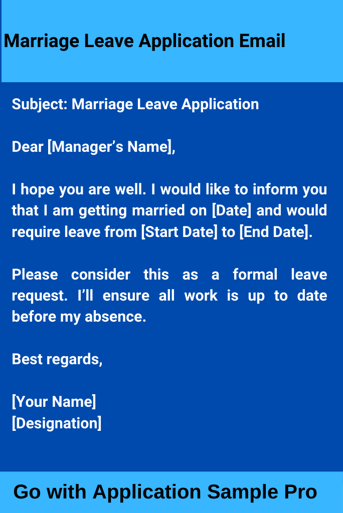 Marriage Leave Application Email
