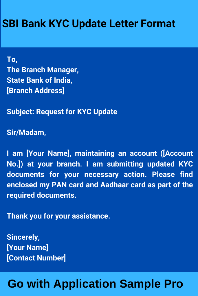 SBI Bank KYC Update Letter Format