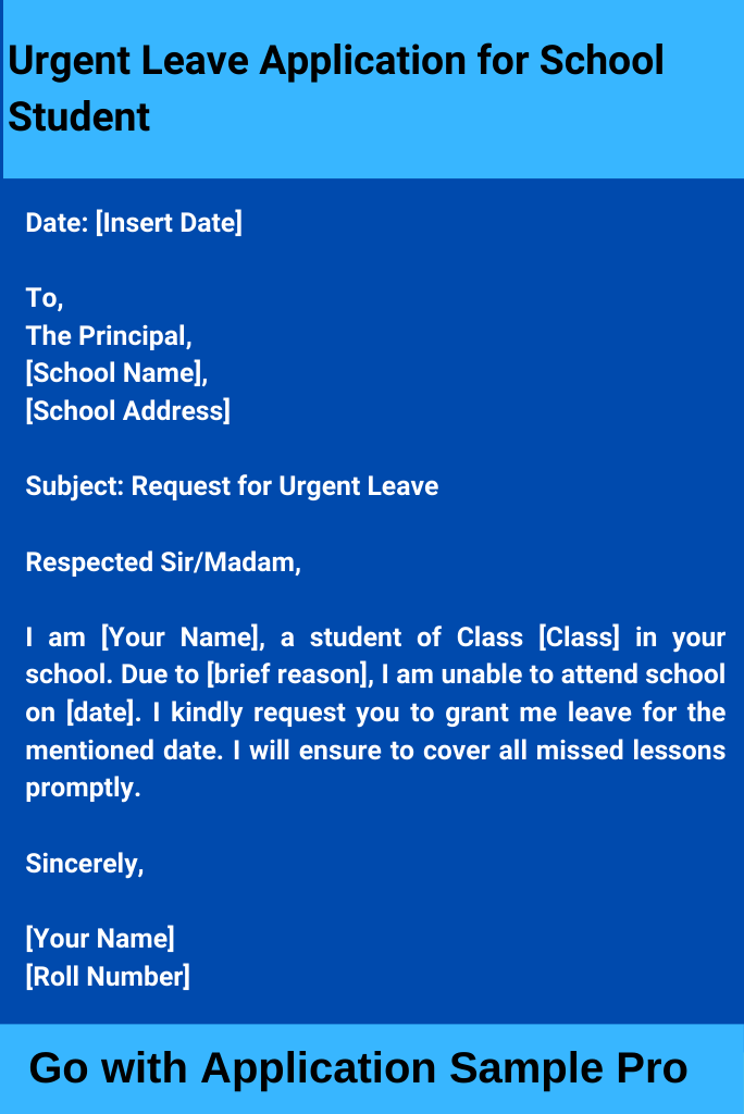 Urgent Leave Application for School Student