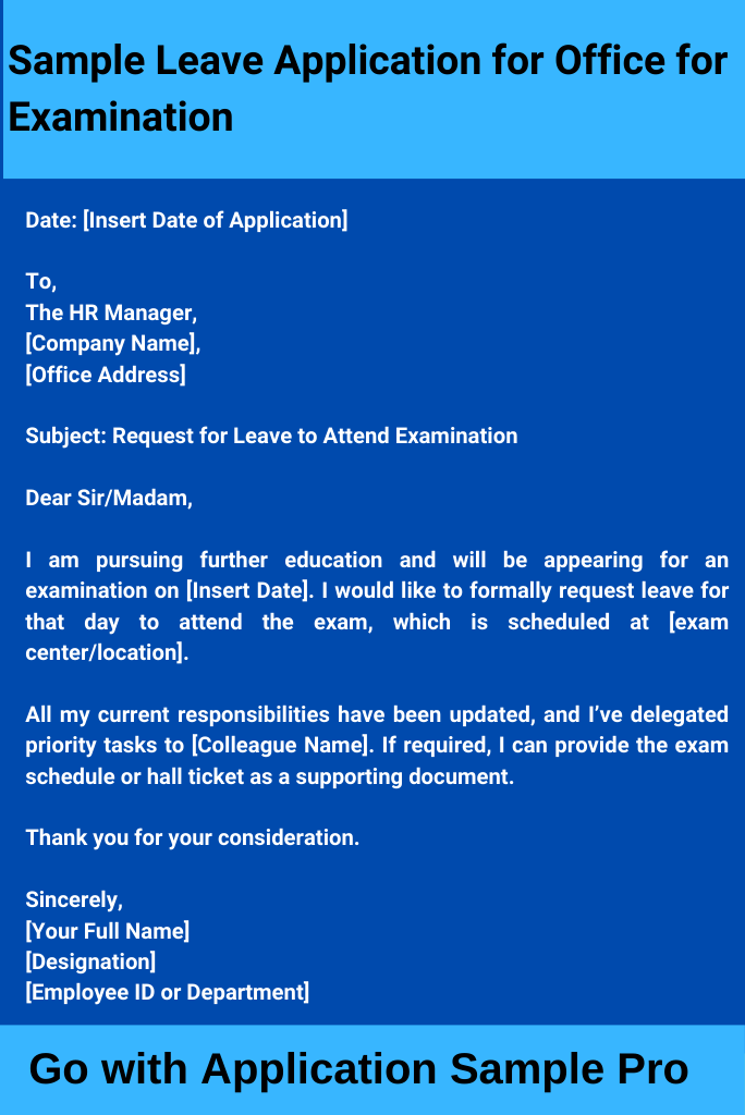 Sample Leave Application for Office for Examination