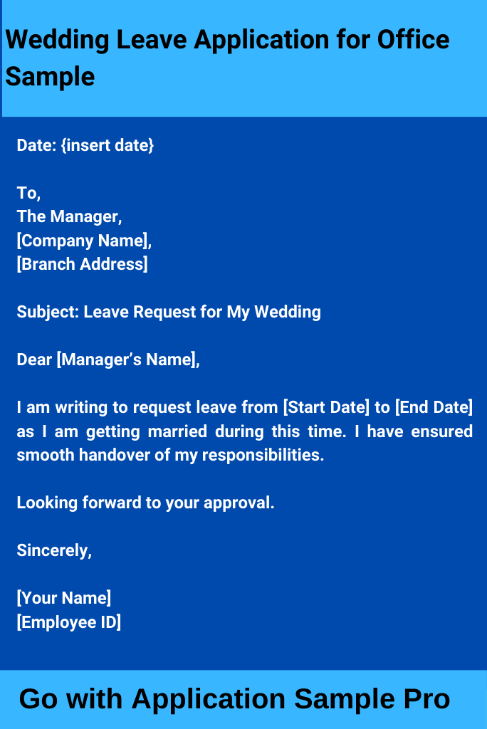 Wedding Leave Application for Office Sample