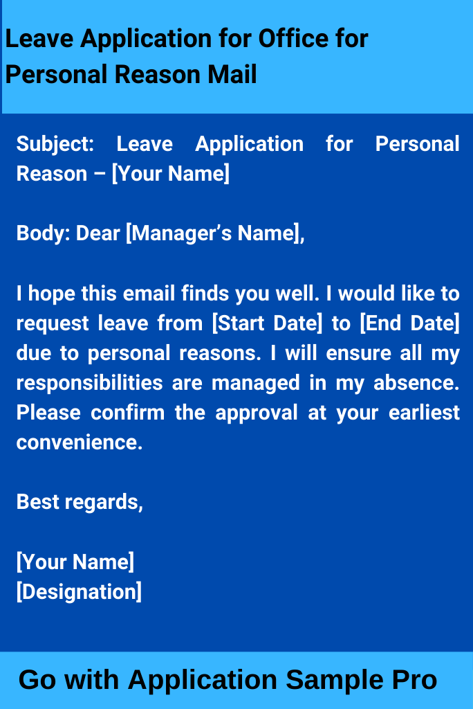 Leave Application for Office for Personal Reason Mail