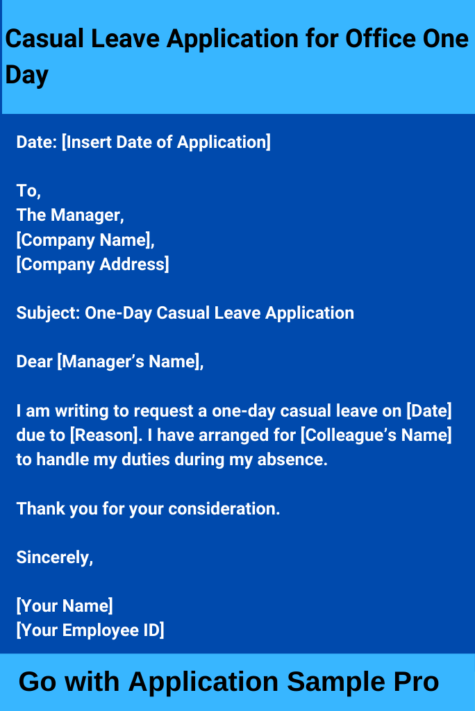 Casual Leave Application for Office One Day