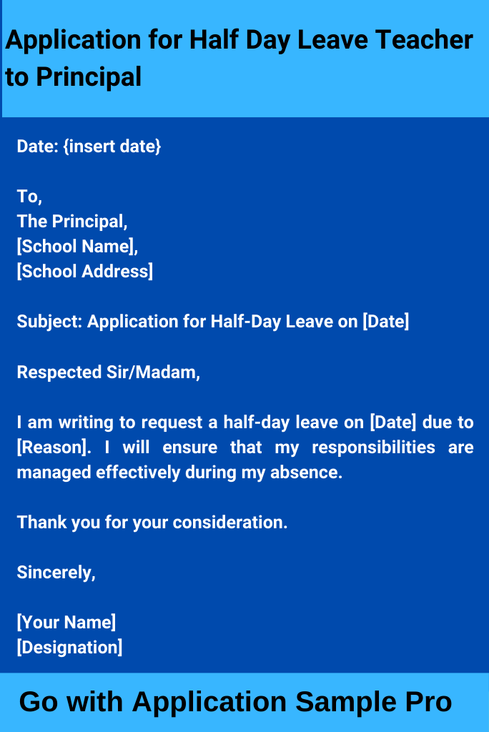 Application for Half Day Leave Teacher to Principal
