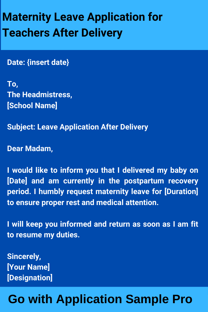 Maternity Leave Application for Teachers After Delivery