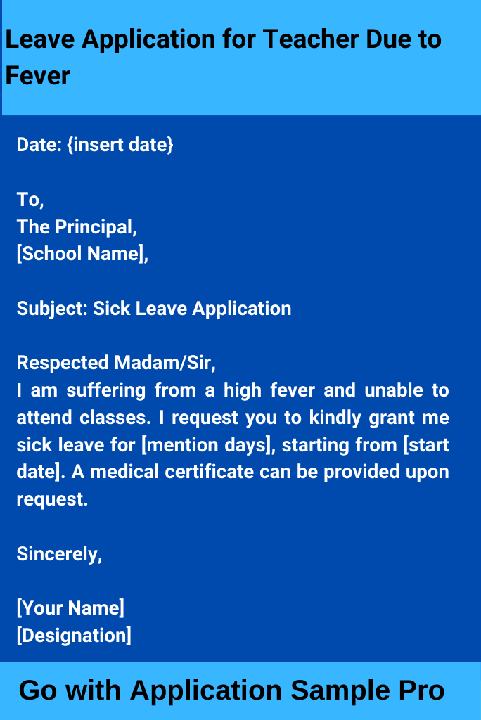 Leave Application for Teacher Due to Fever