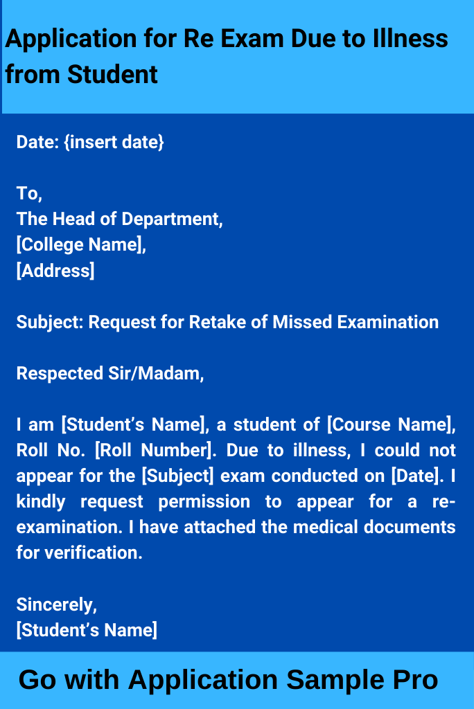Application for Re Exam Due to Illness from Student