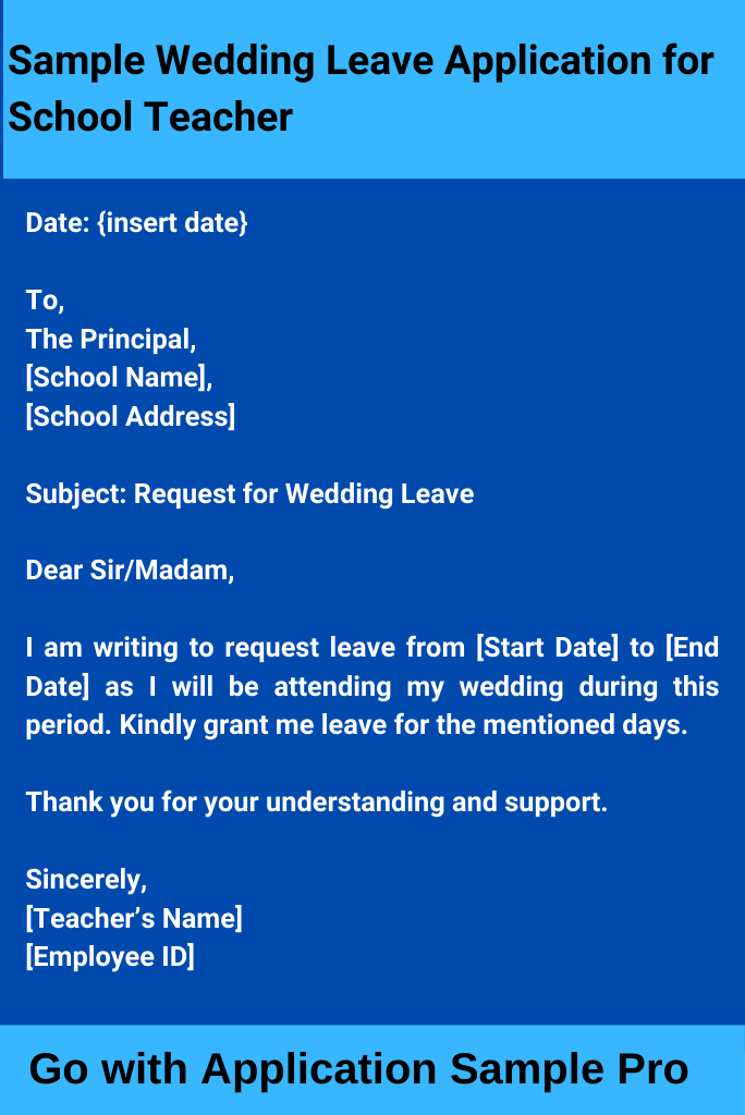 Sample Wedding Leave Application for School Teacher