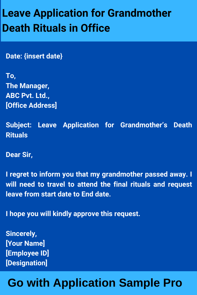 Leave Application for Grandmother Death Rituals in Office