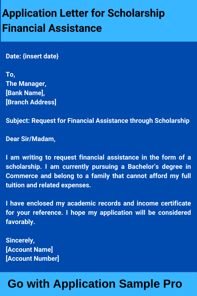 Application Letter for Scholarship Financial Assistance
