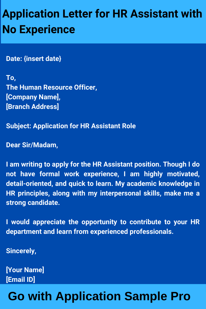 Application Letter for HR Assistant with No Experience