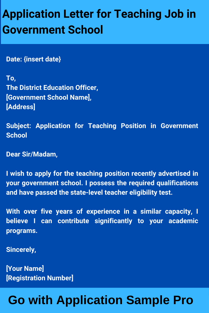 Application Letter for Teaching Job in Government School