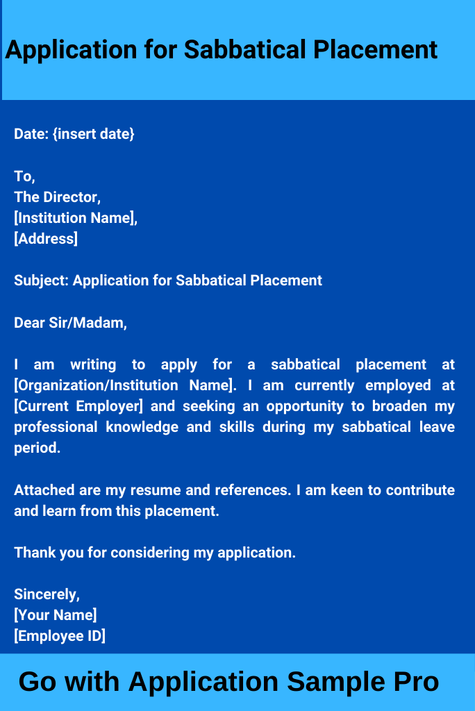 Application for Sabbatical Placement