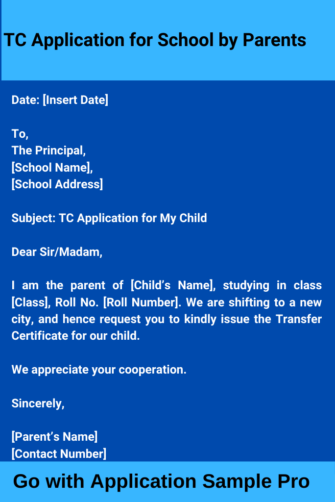 TC Application for School by Parents