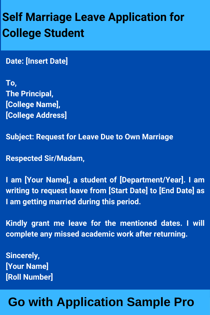 Self Marriage Leave Application for College Student