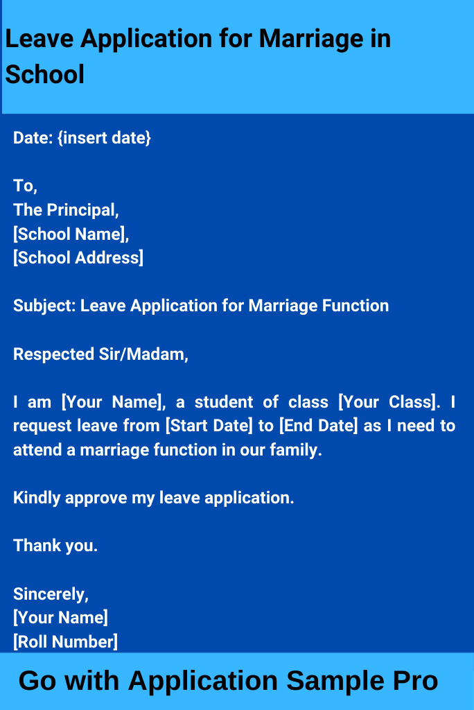 Leave Application for Marriage in School