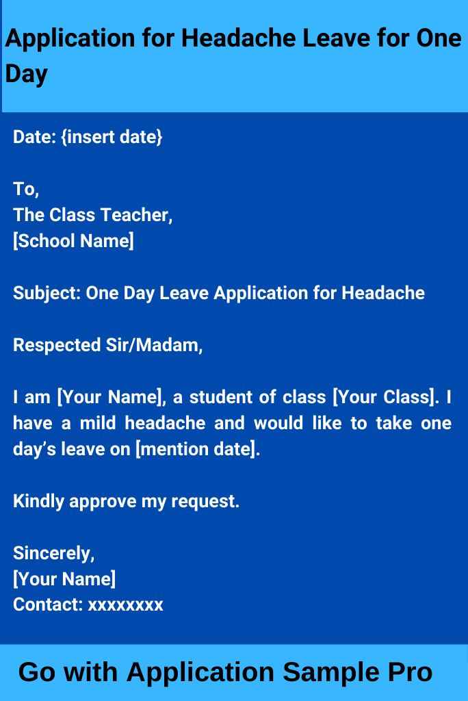 Application for Headache Leave for One Day