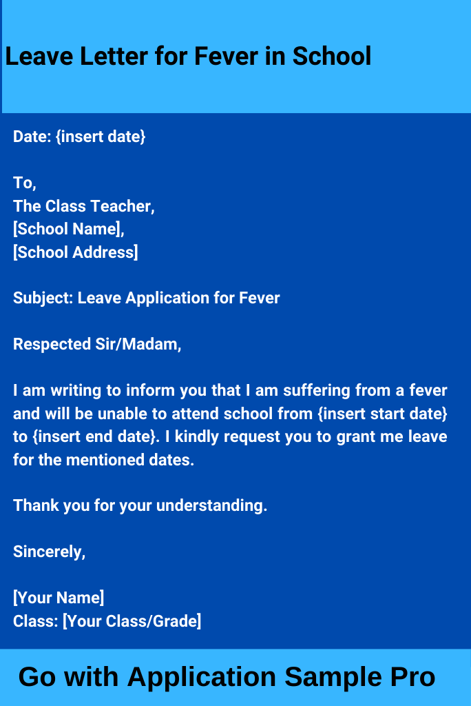 Leave Letter for Fever in School
