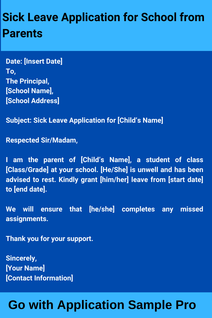 Sick Leave Application for School from Parents