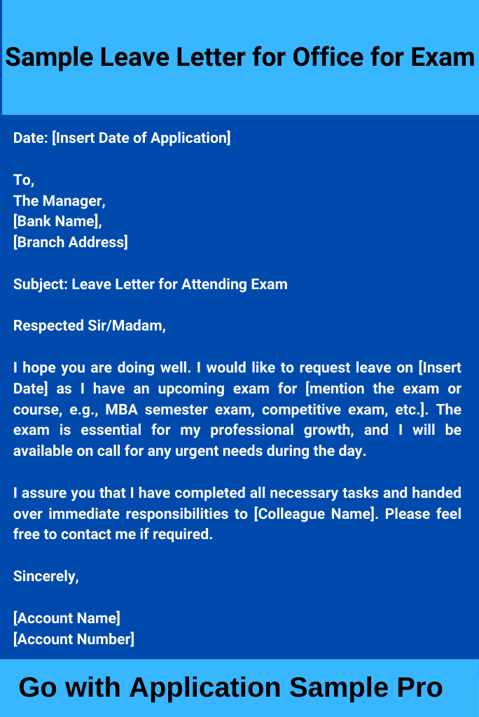 Sample Leave Letter for Office for Exam