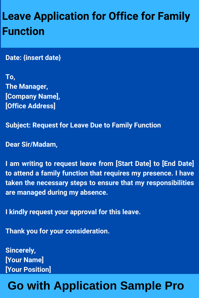 Leave Application for Office for Family Function