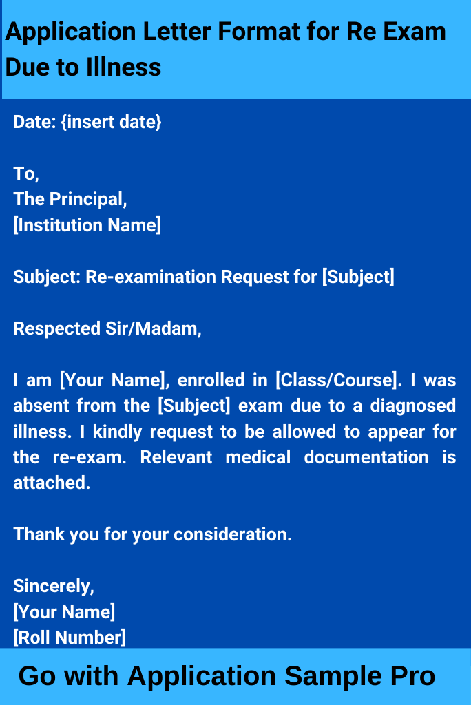 Application Letter Format for Re Exam Due to Illness