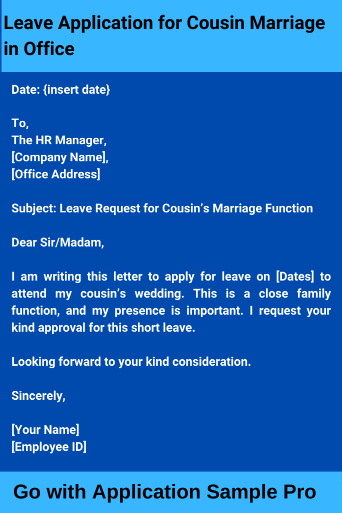 Leave Application for Cousin Marriage in Office