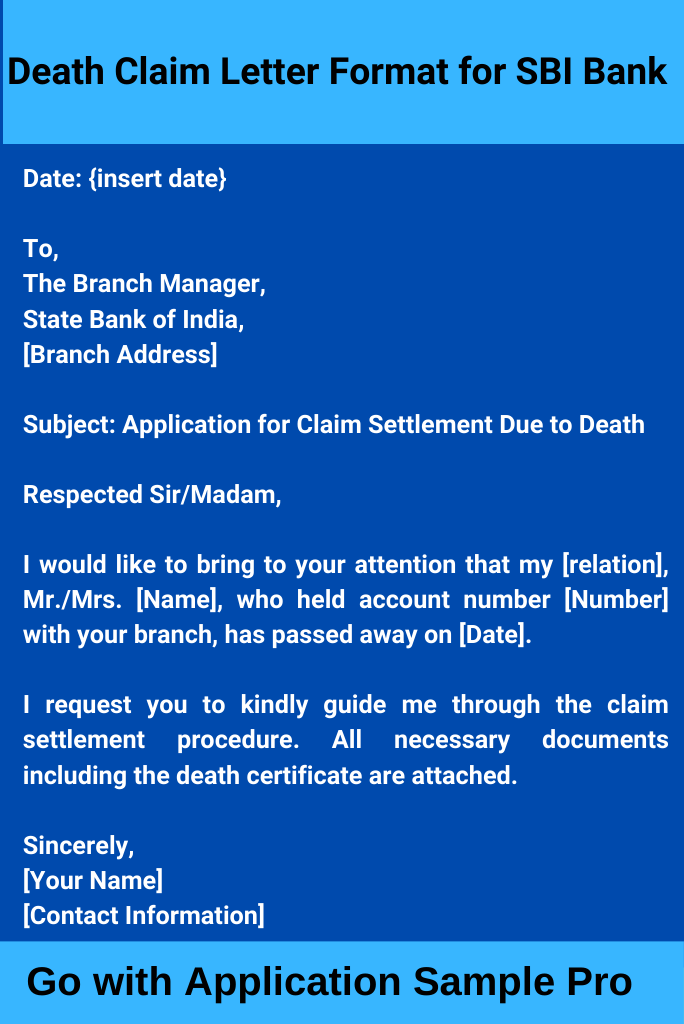 Death Claim Letter Format for SBI Bank