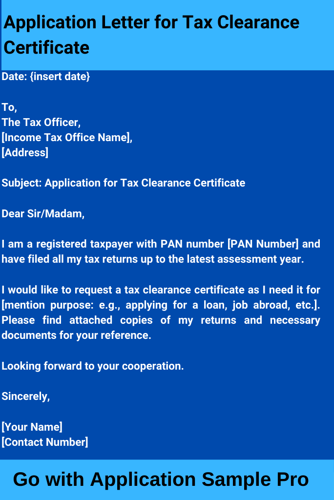 Application Letter for Tax Clearance Certificate
