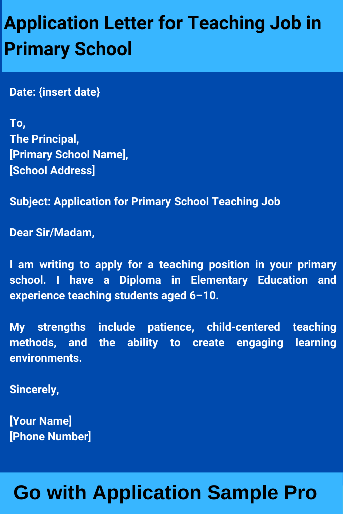 Application Letter for Teaching Job in Primary School
