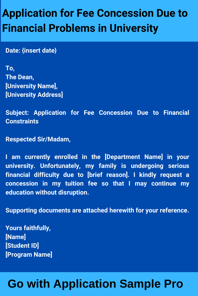 Application for Fee Concession Due to Financial Problems in University