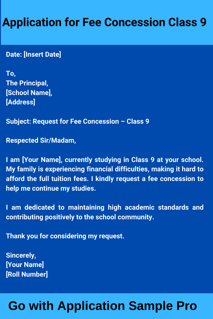 Application for Fee Concession Class 9