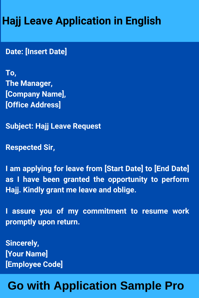 Hajj Leave Application in English