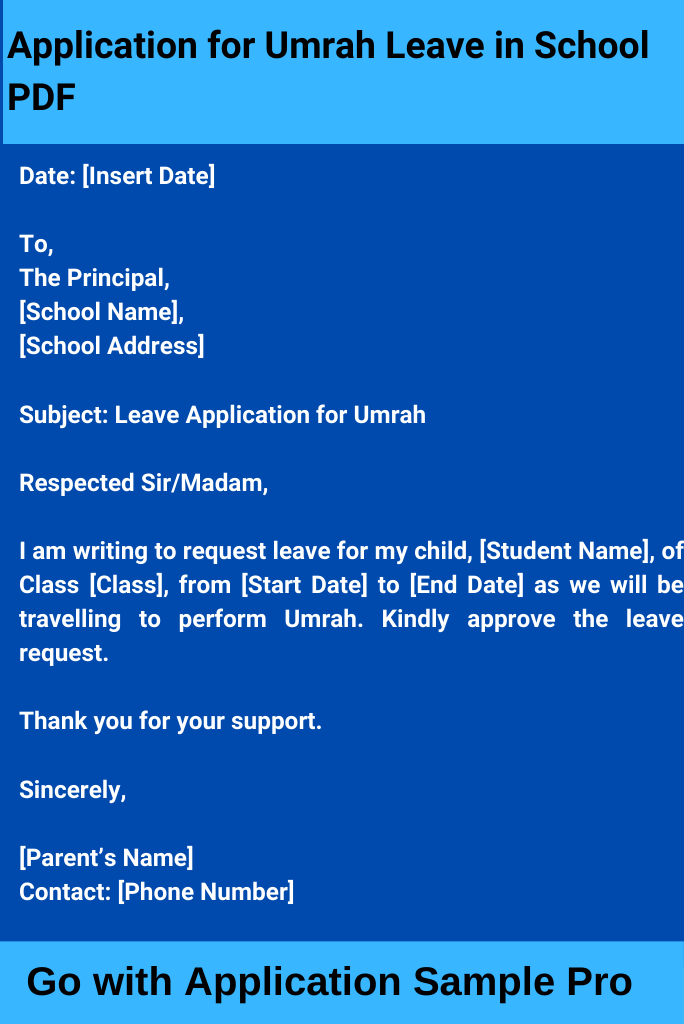 Application for Umrah Leave in School PDF