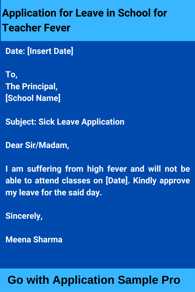 Application for Leave in School for Teacher Fever