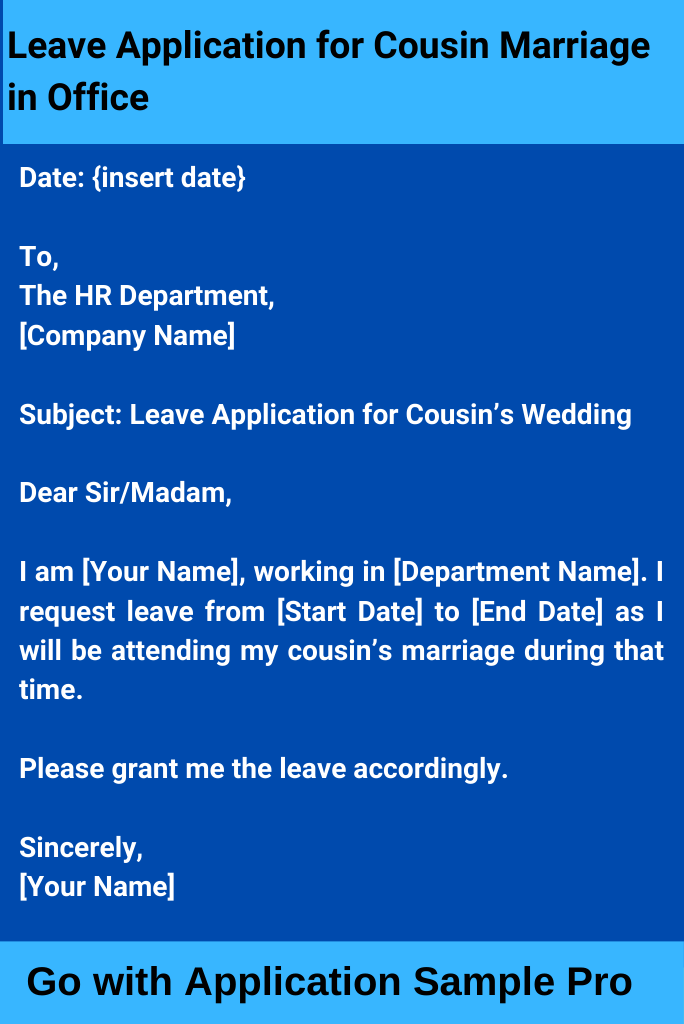 Leave Application for Cousin Marriage in Office