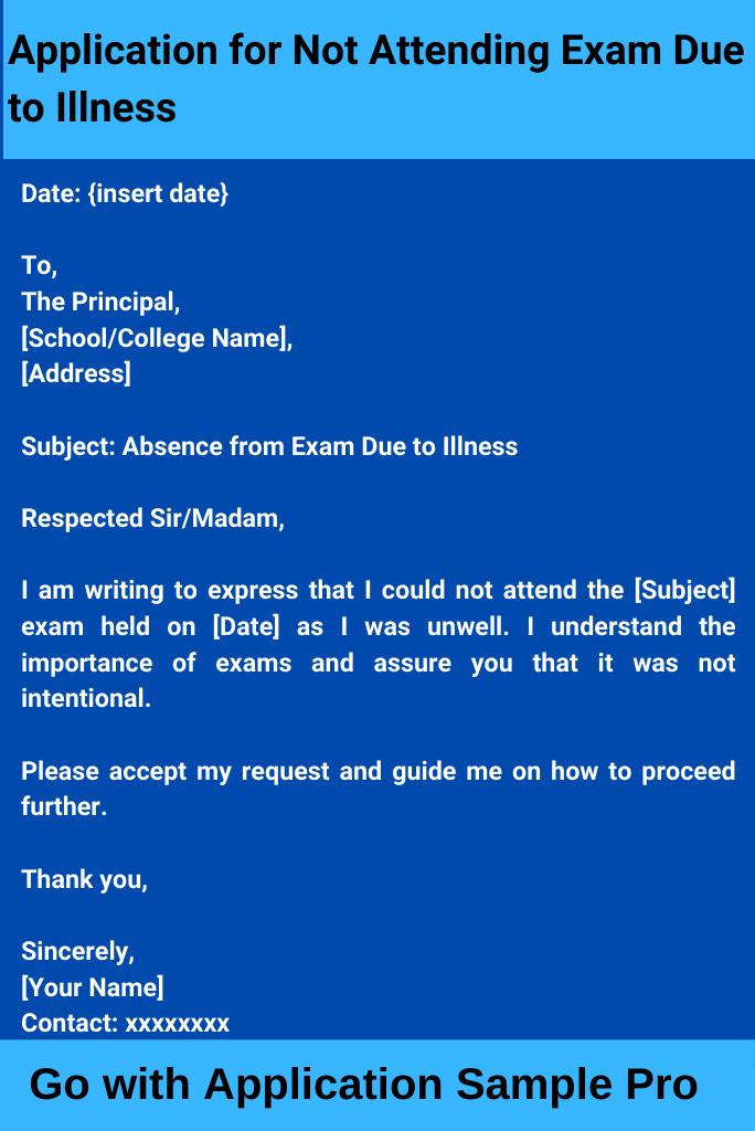 Application for Not Attending Exam Due to Illness