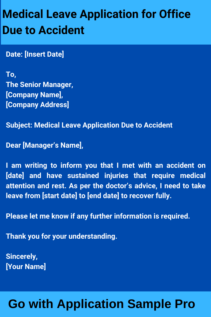 Medical Leave Application for Office Due to Accident