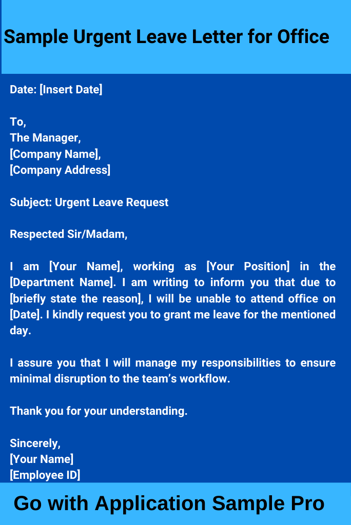 Sample Urgent Leave Letter for Office