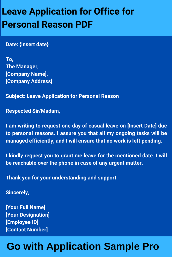 Leave Application for Office for Personal Reason PDF
