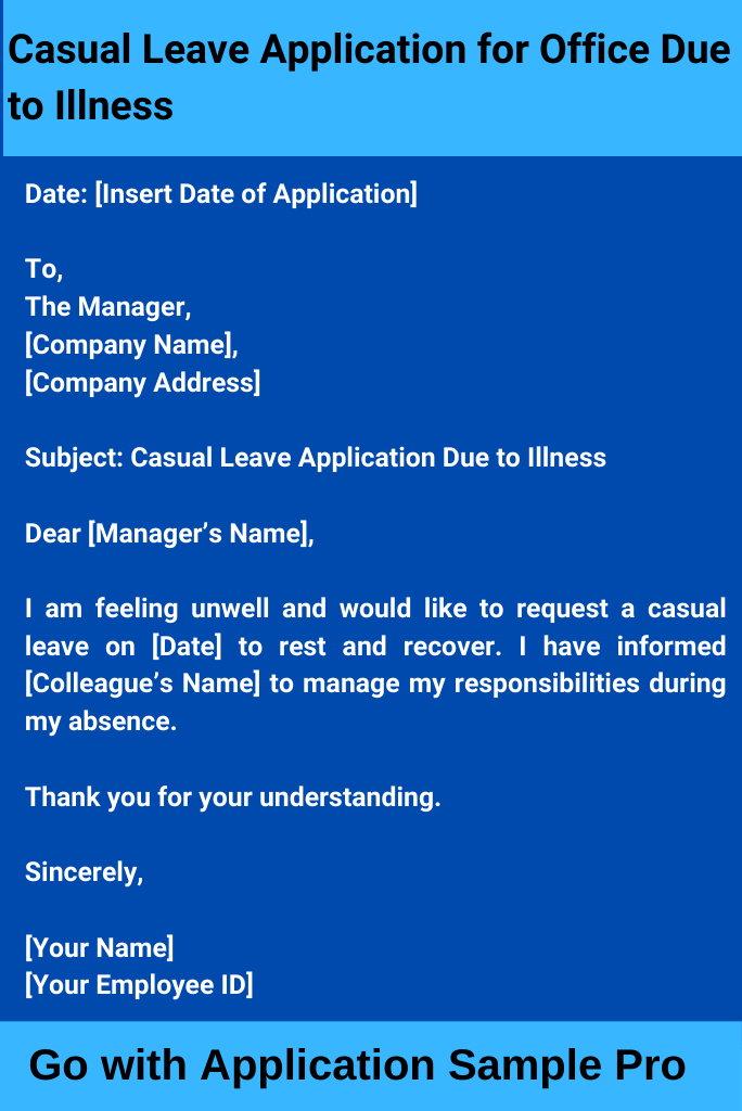Casual Leave Application for Office Due to Illness