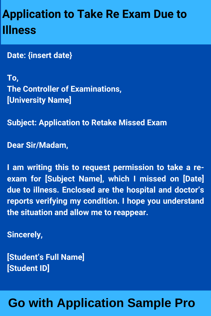 Application to Take Re Exam Due to Illness