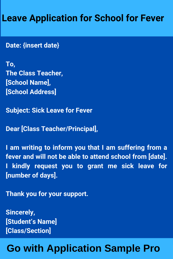 Leave Application for School for Fever