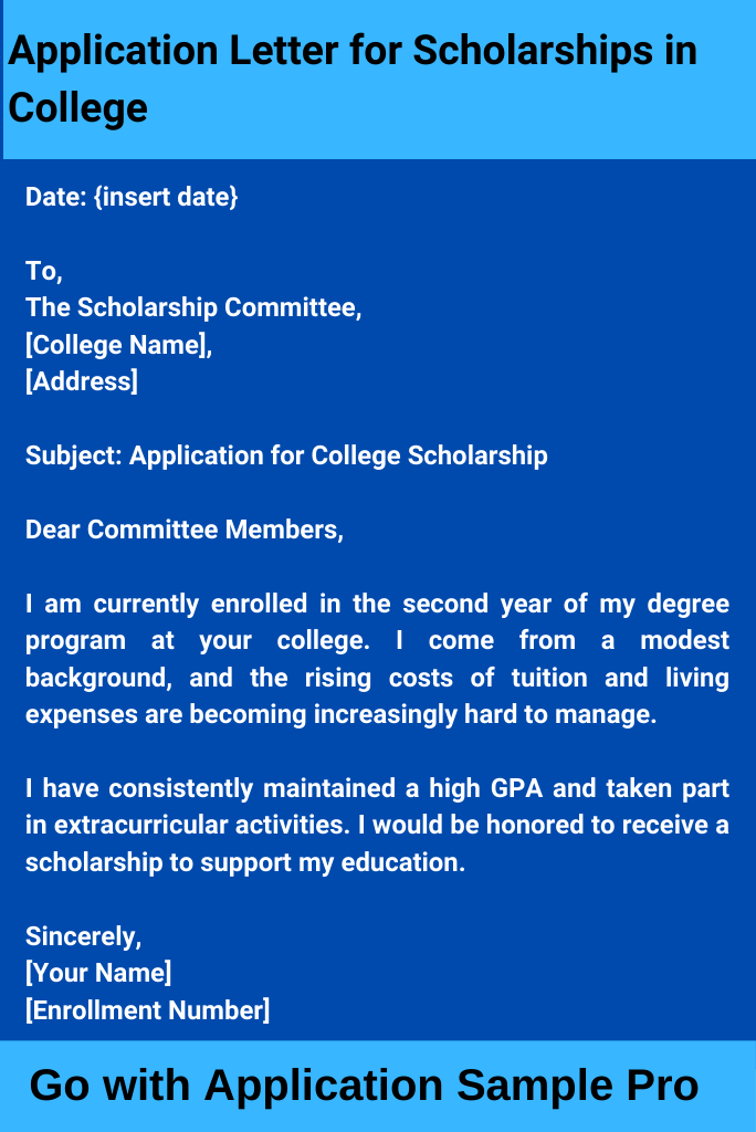 Application Letter for Scholarships in College